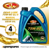4 x Gulf Western Low Viscosity 75W-90 GL-4/5 Manual Transmission Gear Oil 4L