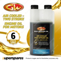 6 x Gulf Western Air Cooled Engine Oil Suitable For Two Stroke 1L