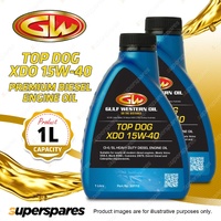 2 x Gulf Western Top Dog XDO 15W-40 CI-4/SL Premium Diesel Engine Oil 1L