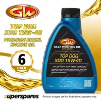 6 x Gulf Western Top Dog XDO 15W-40 CI-4/SL Premium Diesel Engine Oil 1L