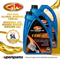 2 x Gulf Western Top Dog Global Mineral SAE 15W-40 CJ-4/SN Diesel Engine Oil 5L