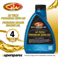 4 x Gulf Western Hi Tech Premium 20W-50 SN/CF Premium Grade Engine Oil 1L
