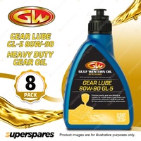 8 x Gulf Western Gear Lube GL-5 80W-90 Heavy Duty Extreme Pressure Gear Oil 1L