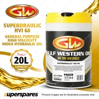 1 x Gulf Western Superdraulic HVI 68 High Viscosity Index Hydraulic Oil 20L