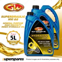2 x Gulf Western Superdraulic HVI 68 High Viscosity Index Hydraulic Oil 5L