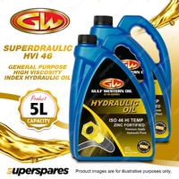2 x Gulf Western Superdraulic HVI 46 High Viscosity Index Hydraulic Oil 5L