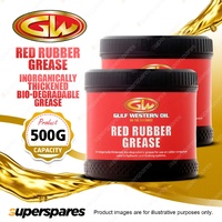 2 x Gulf Western Red Rubber Grease Inorganically Thickened Bio-Degradable 500g
