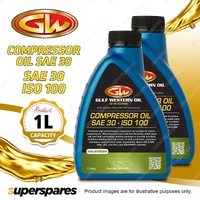 2 x Gulf Western Compressor Oil SAE 30 ISO 100 for Piston Compressors 1L