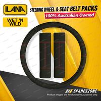 Ilana Neoprene Steering Wheel Covers & Seat Belt Protector Packs - Black/Red
