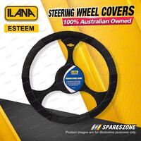 Ilana Universal Esteem Micro Suede Fabric Car Steering Wheel Covers - Black