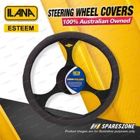 Ilana Universal Esteem Micro Suede Fabric Car Steering Wheel Covers - Charcoal