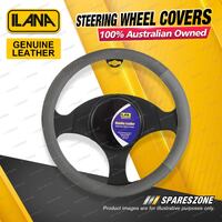Ilana Universal Interiors Genuine Leather Car Steering Wheel Covers - Charcoal