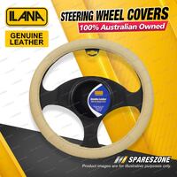 Ilana Universal Interiors Genuine Leather Car Steering Wheel Covers - Mocha