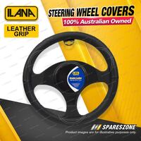 Ilana Universal Interiors Leather Grip Car Steering Wheel Covers - Black