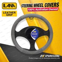 Ilana Universal Interiors Leather Grip Car Steering Wheel Covers - Grey