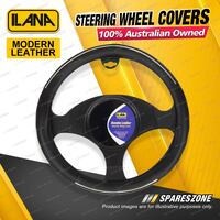 Ilana Universal Interiors Modern Leather Car Steering Wheel Covers - Black