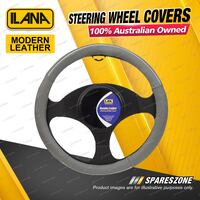 Ilana Universal Interiors Modern Leather Car Steering Wheel Covers - Grey