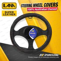 Ilana Universal Interiors Super Leather Car Steering Wheel Covers - Black