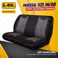 Rear Ilana Universal Black Bull Leather Car Seat Covers Size 06/08 - Black/Grey