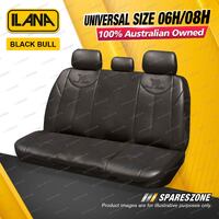 Rear Ilana Universal Black Bull Leather Car Seat Covers Size 06H/08H - Black