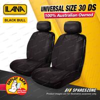 Front Ilana Universal No Logo Black Bull Car Seat Covers Size 30 DS - Black