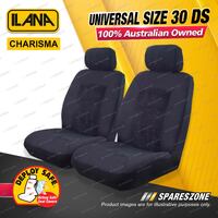 Front Ilana Universal Charisma Quality Suede Car Seat Covers Size 30 DS - Black