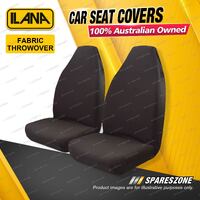 Pair Ilana Universal Polyester Fabric Throwover  Car Seat Covers - Black