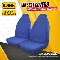 Pair Ilana Universal Polyester Fabric Throwover Car Seat Covers - Blue