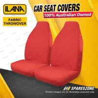 Pair Ilana Universal Polyester Fabric Throwover Car Seat Covers - Red