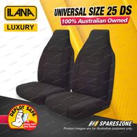 Front Ilana Universal Luxury Velour Fabrics Car Seat Covers Size 25 DS - Black