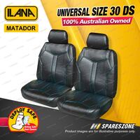 Front Ilana Universal Matador Leather Car Seat Covers Size 30 DS - Black/Blue