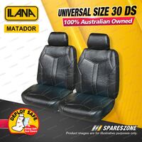 Front Ilana Universal Matador Leather Car Seat Covers Size 30 DS - Black/White