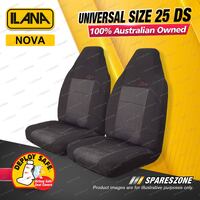 Front Ilana Universal Nova Imitation Suede Car Seat Covers Size 25 DS - Black