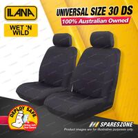 Front Ilana Universal Wet 'N Wild Car Seat Covers Size 30 DS - Black/Blue