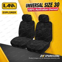 Front Ilana Universal 12mm Thick Sheepskin Car Seat Covers Size 30 - Black