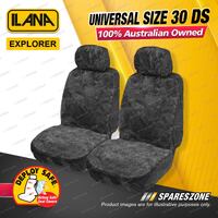 Front Ilana Universal 12mm Thick Sheepskin Car Seat Covers Size 30 DS - Charcoal