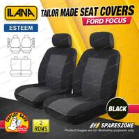 2 Rows Ilana Tailor Made Black Seat Covers for Ford Focus LW MKII LZ Sedan Hatch