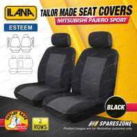 2 Rows Ilana Tailor Made Black Seat Covers for Mitsubishi Pajero Sport QE Wagon