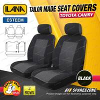2 Rows Ilana Tailor Made Black Esteem Seat Covers for Toyota Camry ASV50R Sedan
