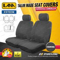 2 Rows Ilana Tailor Made Charcoal Seat Covers for Toyota Corolla ZRE152R Sedan