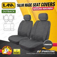 2 Rows Tailor Made Charcoal Outback Seat Covers for Nissan Navara D40 Dual Cab