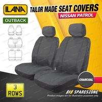 3 Rows Ilana Tailor Made Charcoal Outback Seat Covers for Nissan Patrol GU Wagon