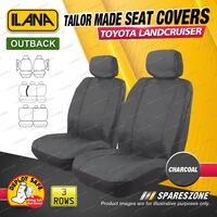 3 Rows Tailor Made Charcoal Outback Seat Covers for Toyota Landcruiser 200 Wagon