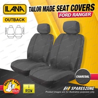 Front Ilana Charcoal Outback Car Seat Covers for Ford Ranger PX Double Cab 15-22
