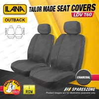 Front Tailor Made Charcoal Outback Seat Covers for LDV T60 SK8C Dual Cab 17-On