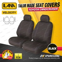 Front Tailor Made Black Velocity Seat Covers for Toyota LandCruiser 200 Wagon