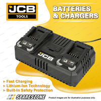 JCB Tools 18V 4.5A Dual Port Fast Charger - Overcharge & Thermal Protection
