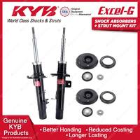 Pair Front KYB Shock Absorbers + Strut Top Mount Kit for Citroen C2 C3 I 02-10