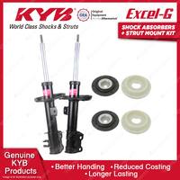 2 Front KYB Shock Absorbers + Strut Mount Kit for Fiat Punto 188 Hatchback 06-on