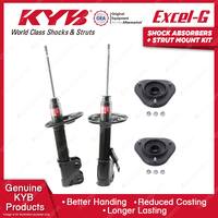 2 Front KYB Shock Absorbers + Strut Top Mount Kit for Holden Nova LE LF 89-94